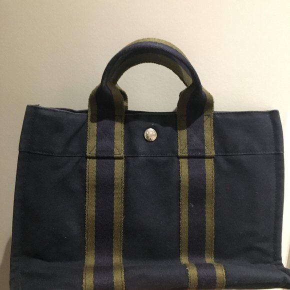 Hermes Blue Canvas Fabric Fourre Tout TPM France - Picture 7 of 11